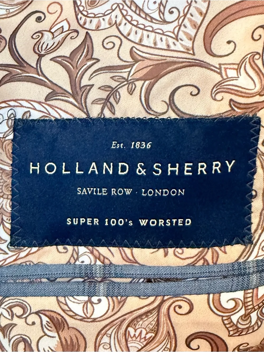 Tom James Holland & Sherry Super 100’s Blue Windowpane Sport Coat 36R